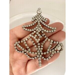 Vintage clear rhinestone Christmas tree brooch pin